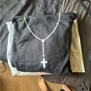 Black Sweatshirt with White Rosary Design